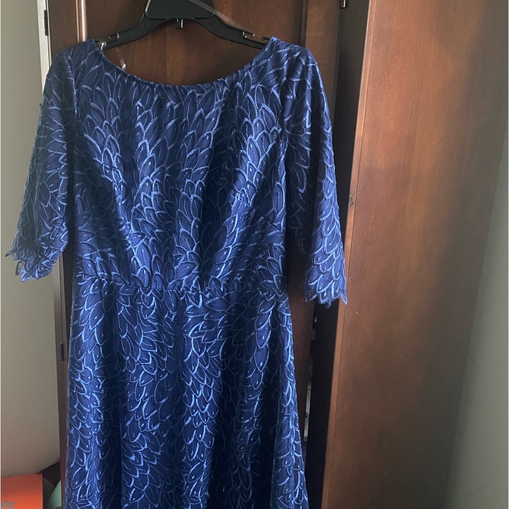 Cocktails or Wedding navy tea length dress worn once.